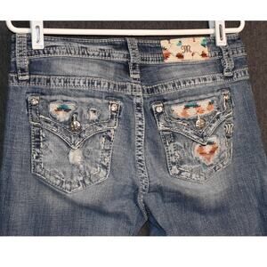 MIss Me Women's 30 (30x30 actual) Mid Rise Boot Denim Jeans Distressed